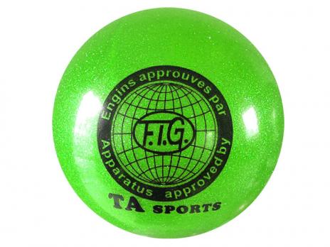 Мяч для художественной гимнастики TA Sport 19 см зелёный с глиттером