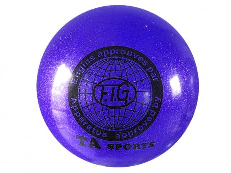Мяч для художественной гимнастики TA Sport 19 см фиолетовый с глиттером