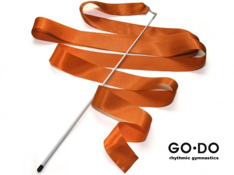 Лента гимнастическая GoDo с палочкой оранжевая