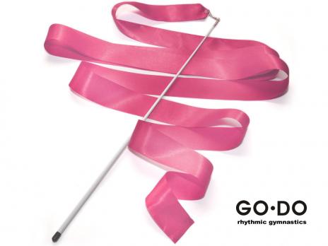 Лента гимнастическая GoDo с палочкой розовая