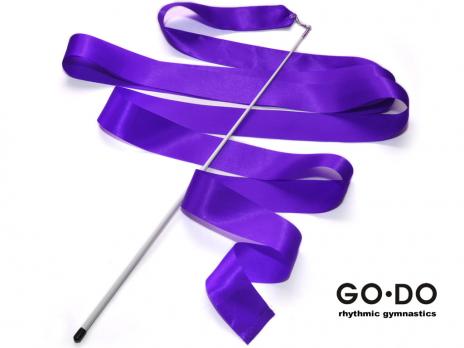Лента гимнастическая GoDo с палочкой фиолетовая